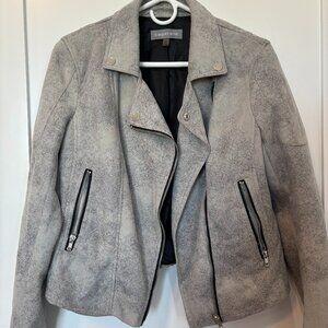 Bagatelle Womens Grey Faux Leather Jacket